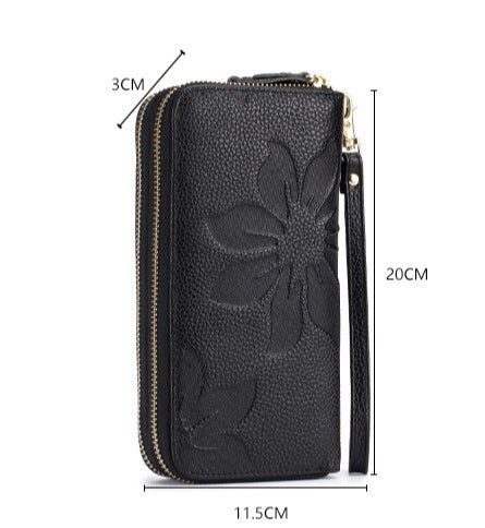Women's Leather Double-Zip Phone Wallet