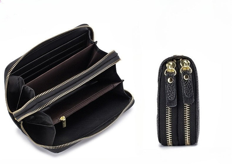 Women's Leather Double-Zip Phone Wallet