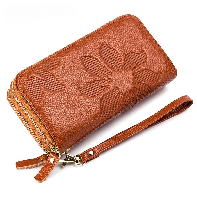Women's Leather Double-Zip Phone Wallet
