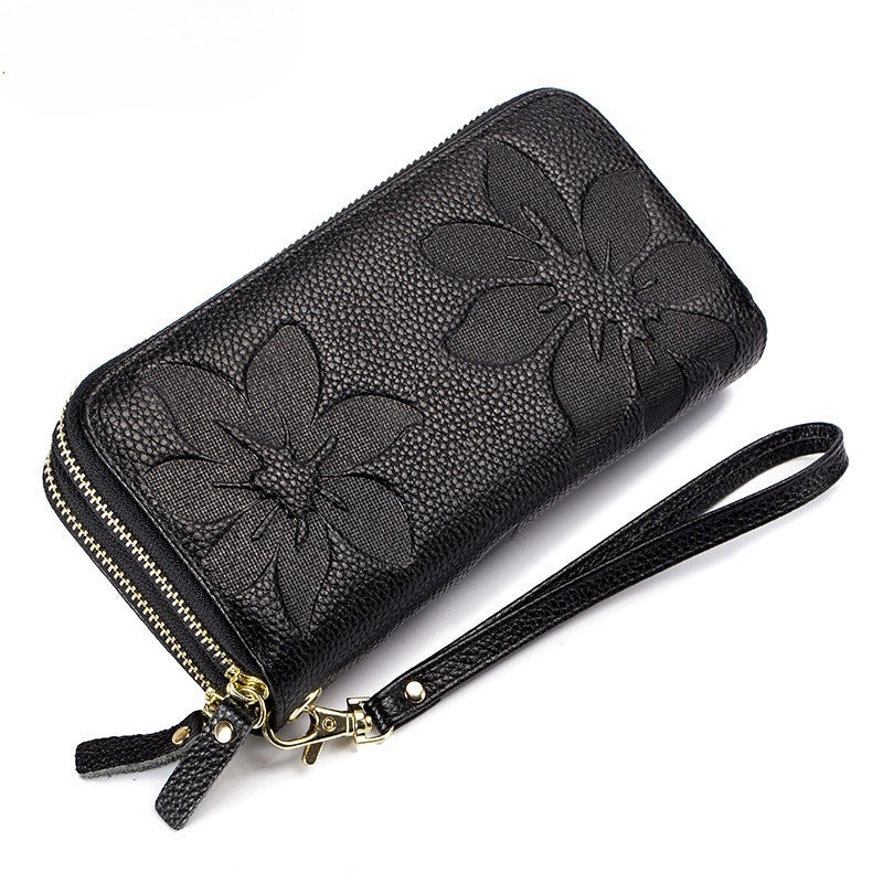 Women's Leather Double-Zip Phone Wallet