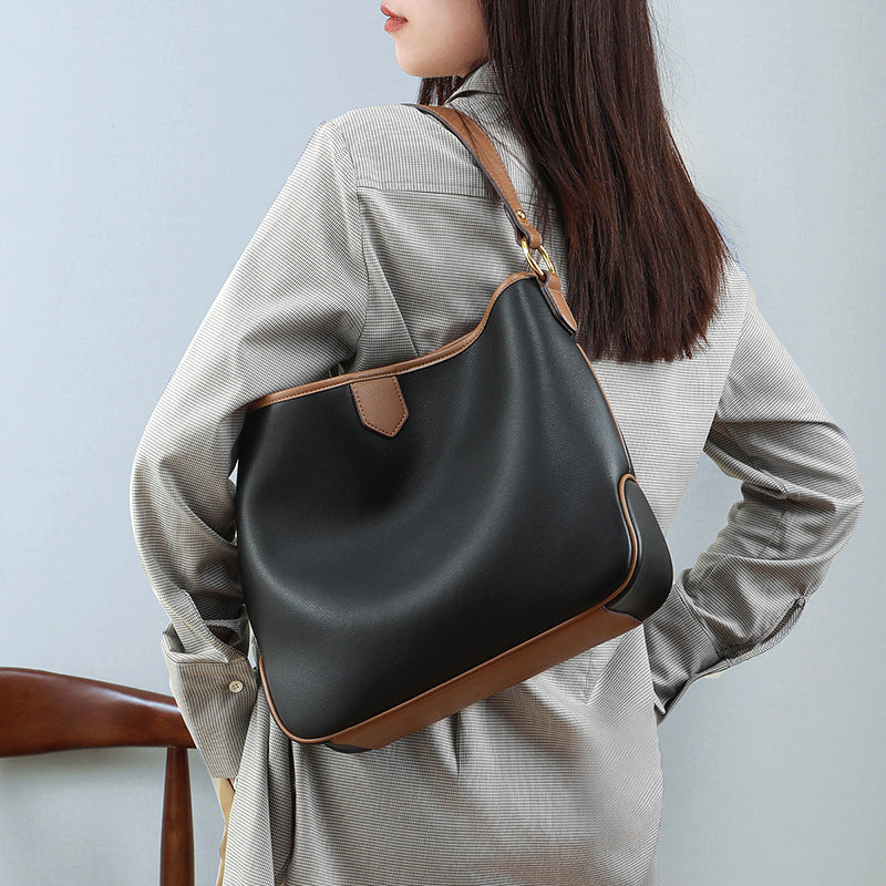 Large Leather Hobo Commuter Shoulder Bag