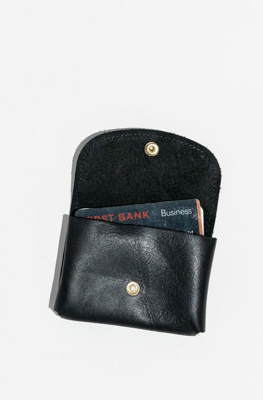 Ida Mini Black Leather Card Holder Wallet