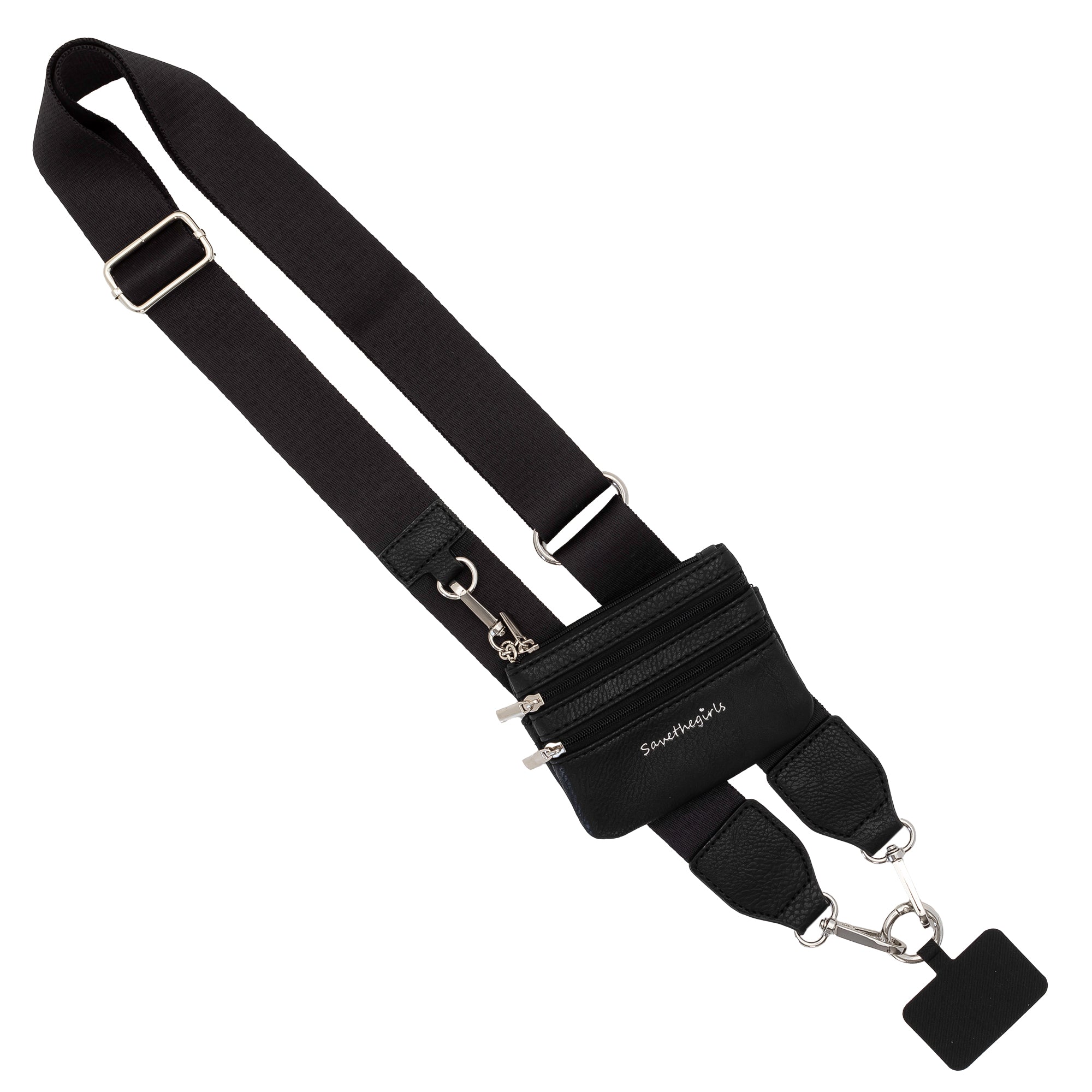 Clip & Go Crossbody Phone Strap with Zippered Pouch – Neutral Colors