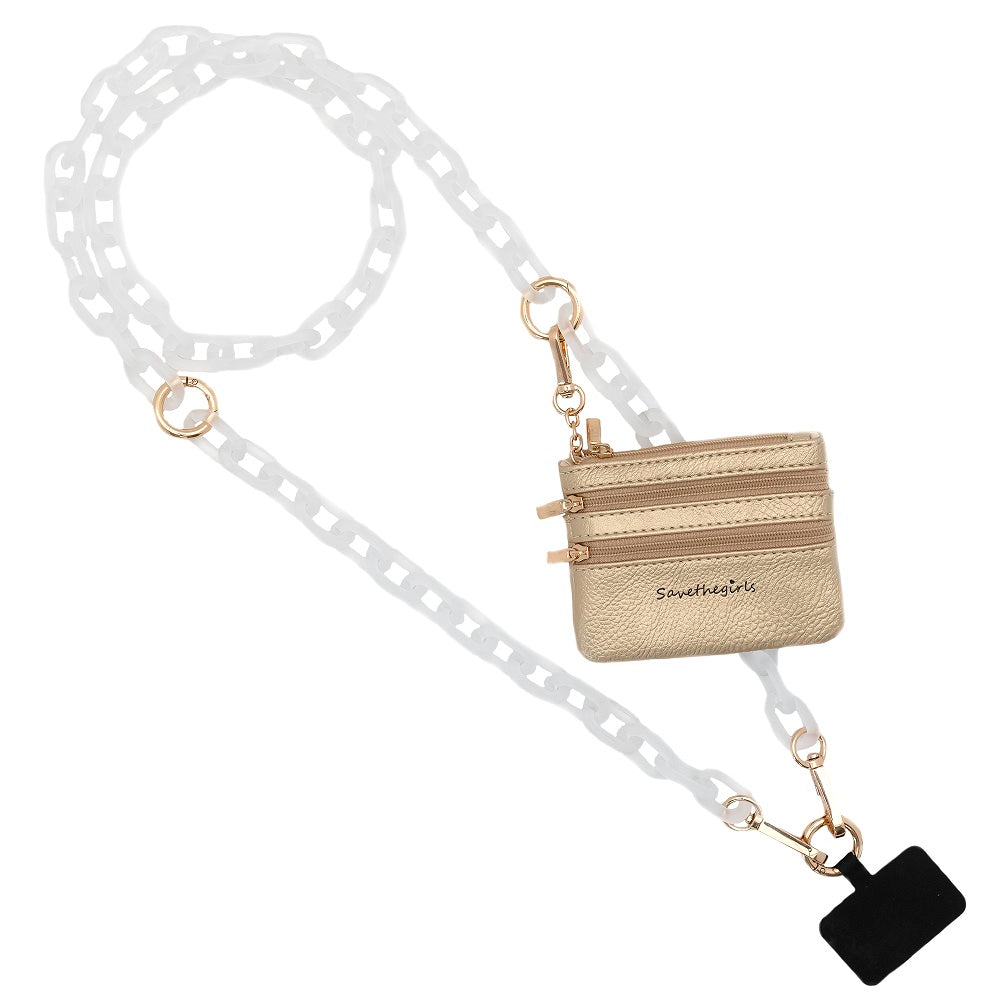 Ice Chain Phone Strap with Zippered Pouch