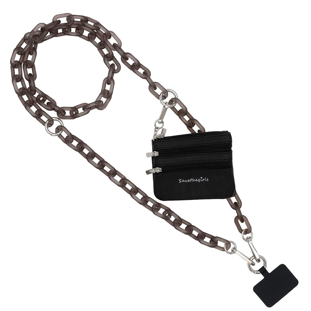 Ice Chain Crossbody Phone Strap with Zippered Pouch