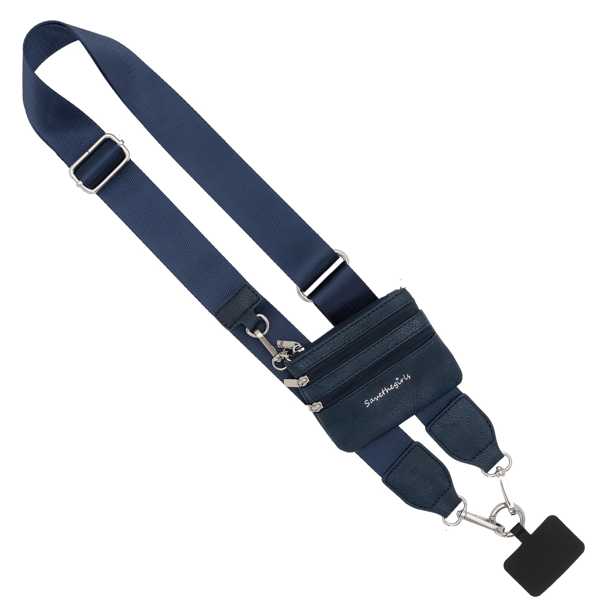 Clip & Go Crossbody Phone Strap with Zippered Pouch – Neutral Colors