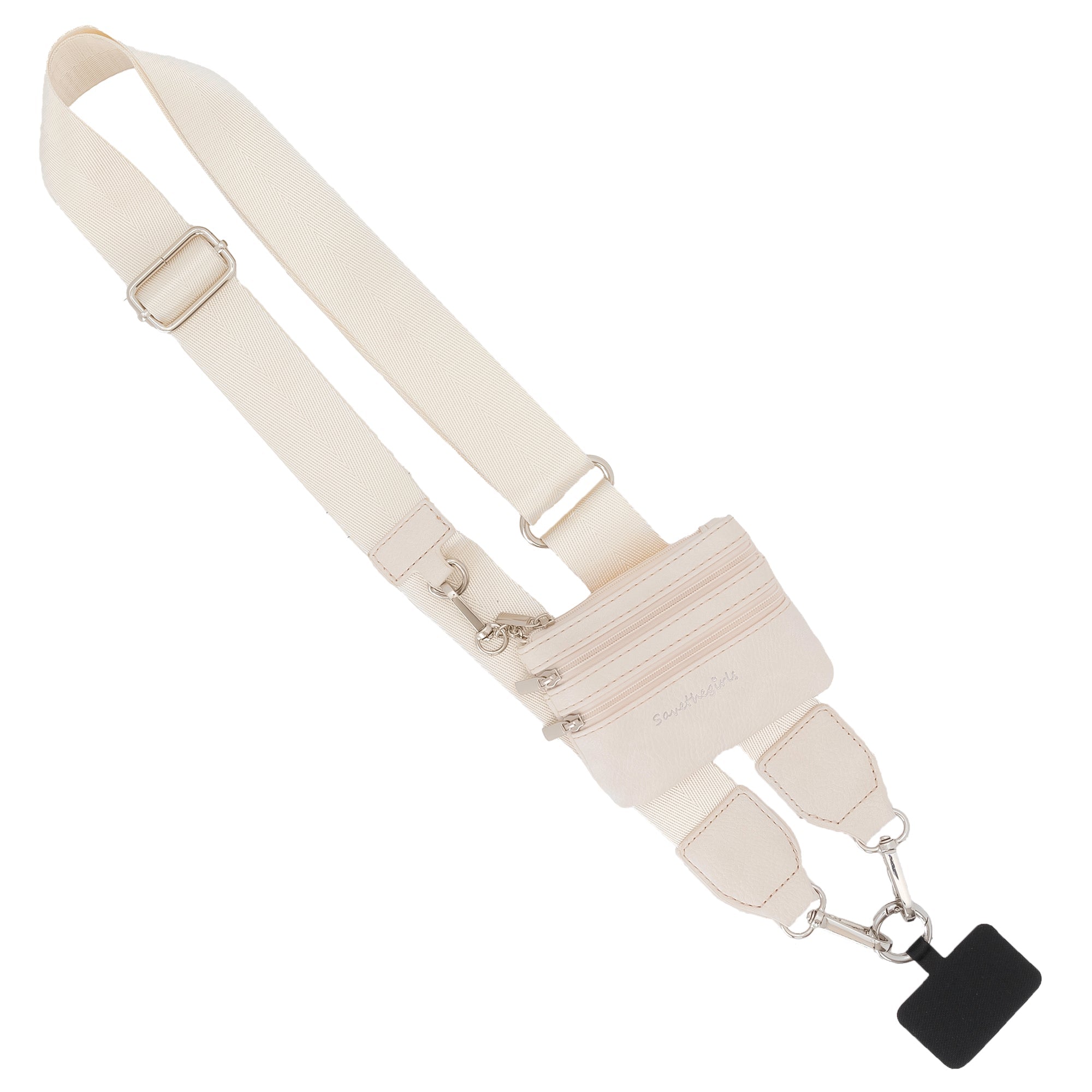Clip & Go Crossbody Phone Strap with Zippered Pouch – Neutral Colors