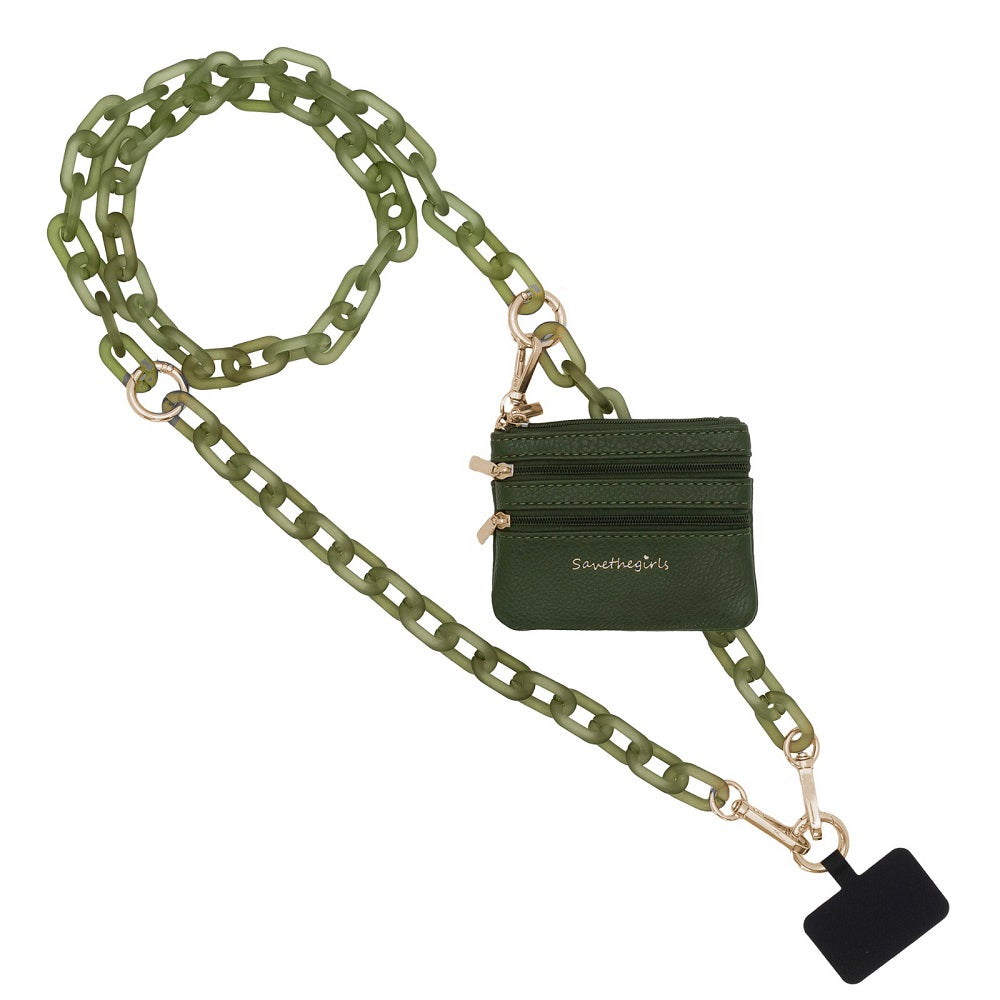 Ice Chain Crossbody Phone Strap with Zippered Pouch