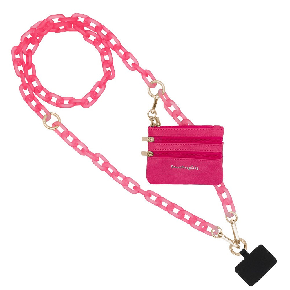 Ice Chain Crossbody Phone Strap with Zippered Pouch