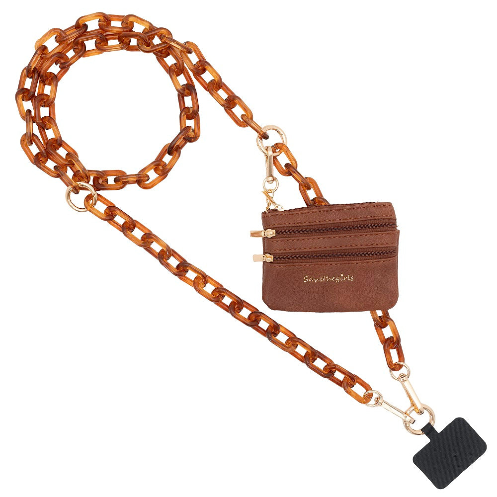Ice Chain Crossbody Phone Strap with Zippered Pouch