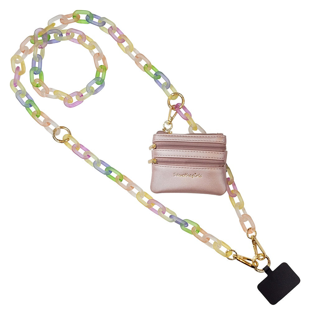 Ice Chain Crossbody Phone Strap with Zippered Pouch