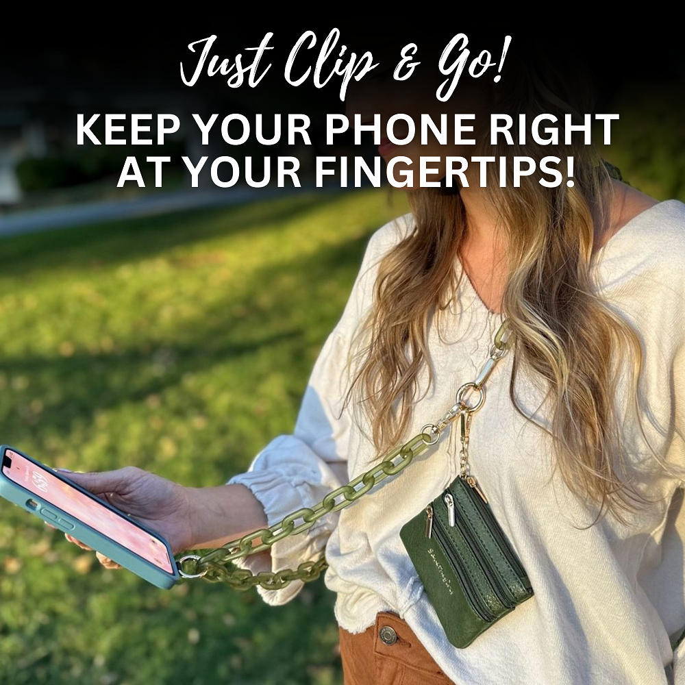 Ice Chain Crossbody Phone Strap with Zippered Pouch