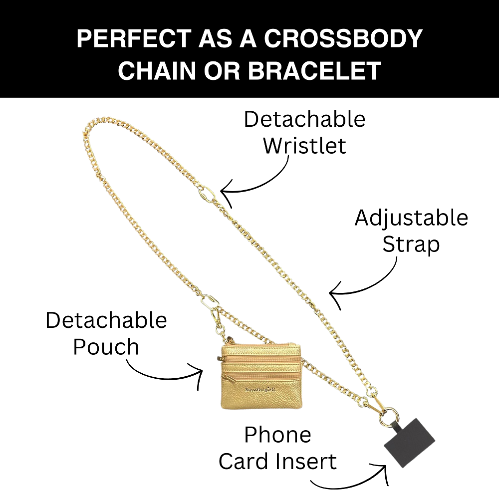 Clip & Go Phone Chain with Zippered Pouch
