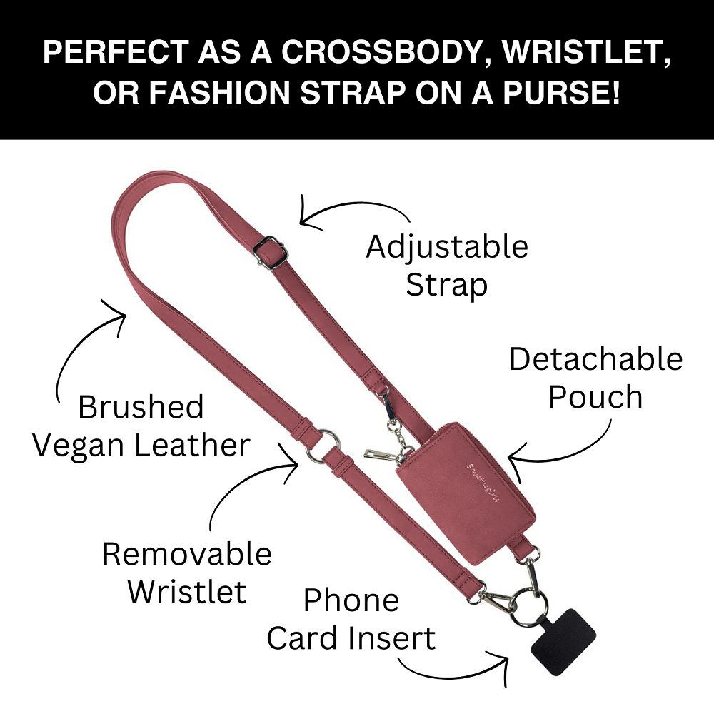 Vegan Leather Crossbody Phone Strap with RFID Pouch