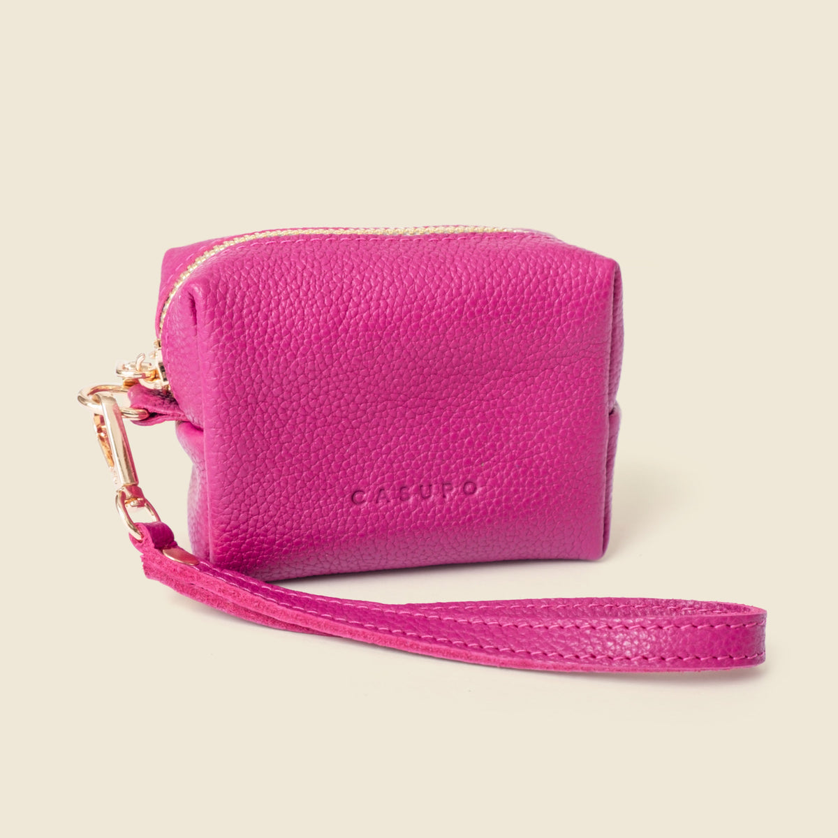 Pink Leather Mini Wristlet Pouch