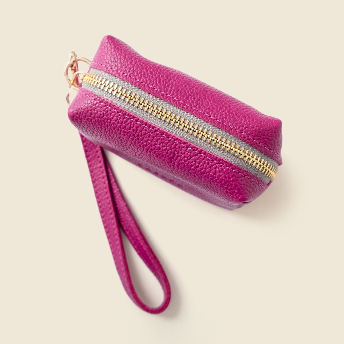 Pink Leather Mini Wristlet Pouch