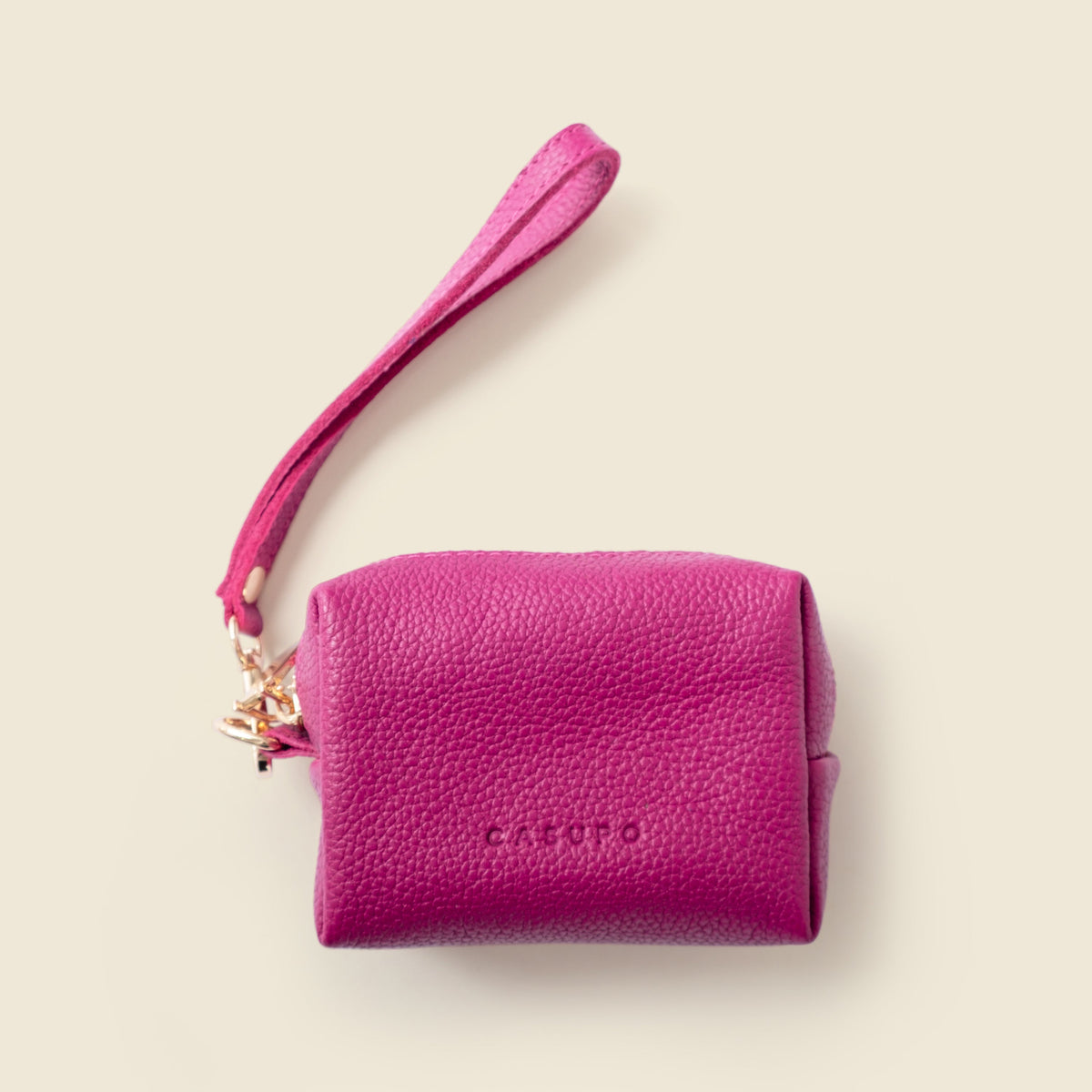 Pink Leather Mini Wristlet Pouch