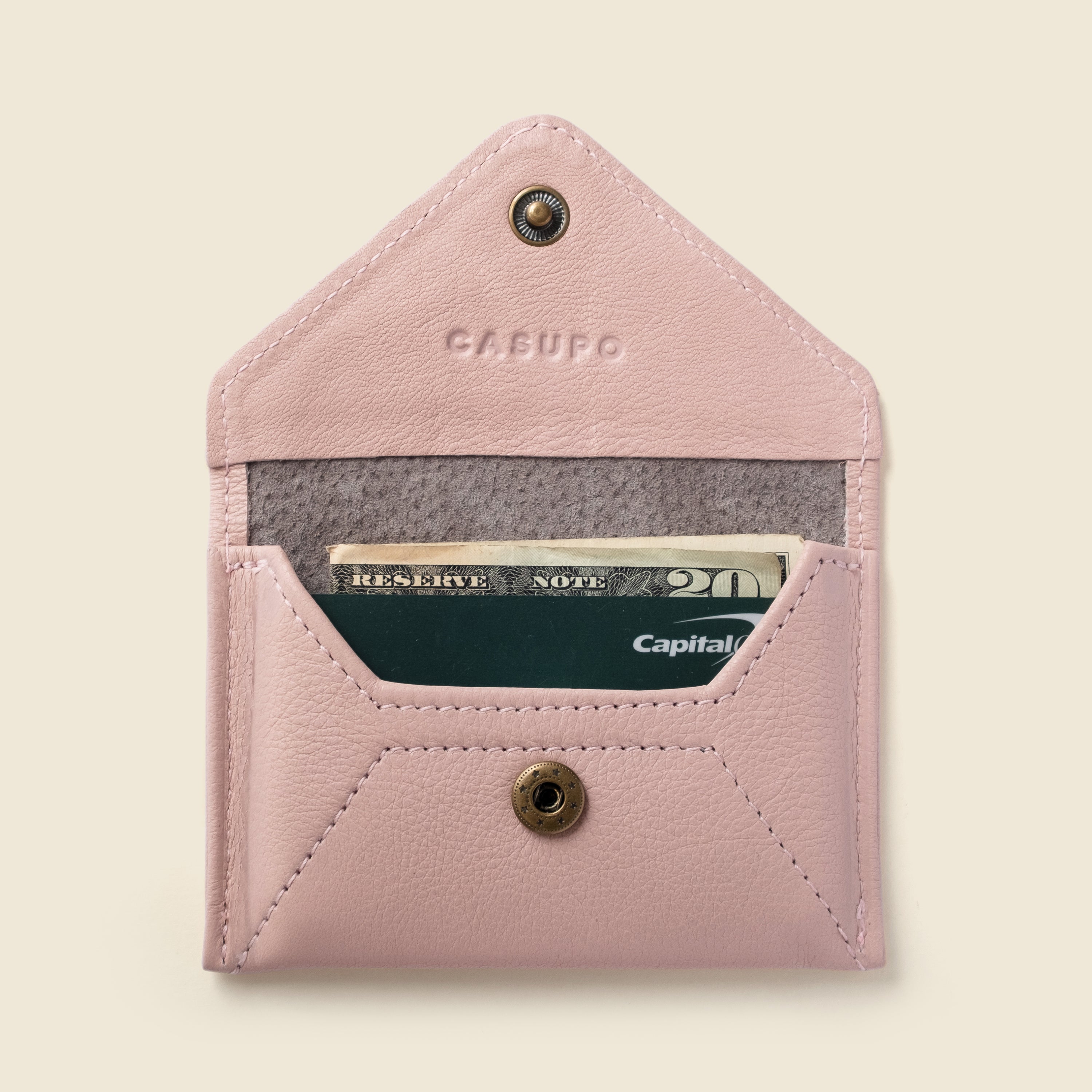 Rose Pink Leather RFID Envelope Wallet
