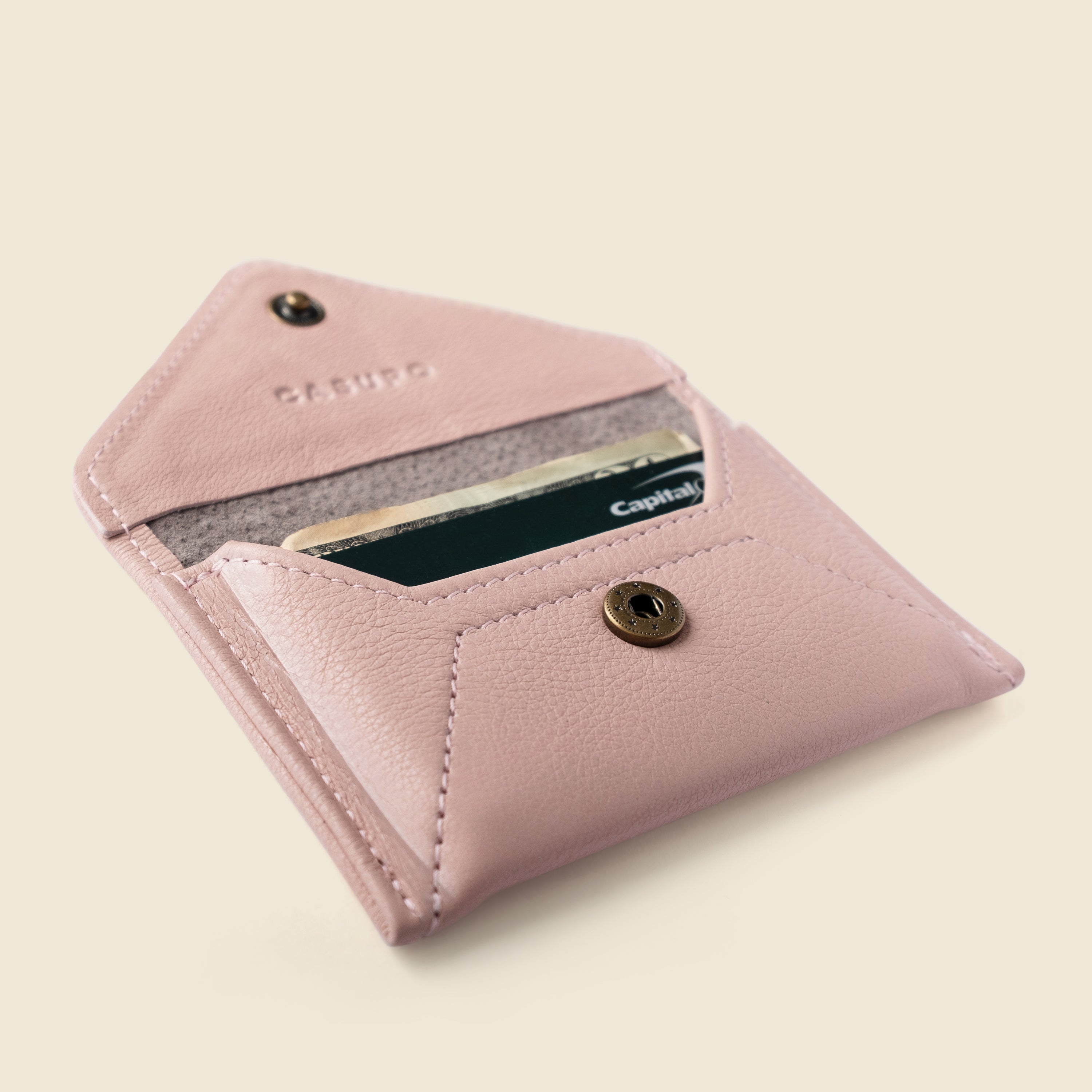 Rose Pink Leather RFID Envelope Wallet