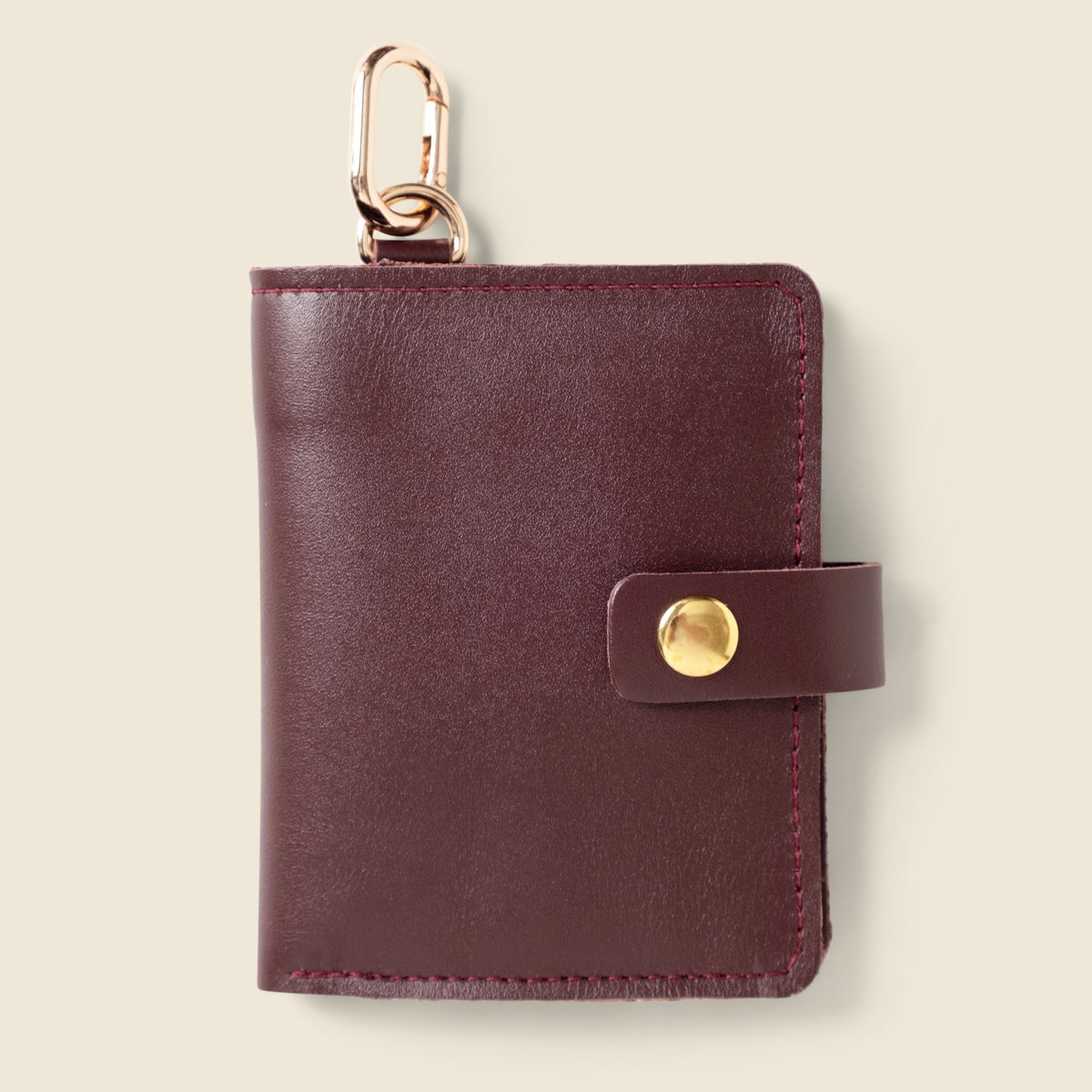 Burgundy Italian Leather Bifold Wallet with Key Ring