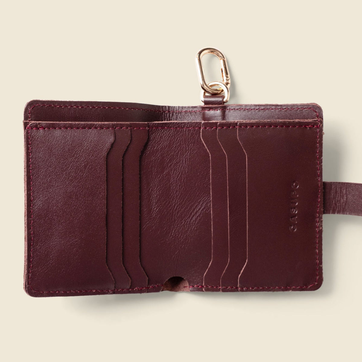 Burgundy Italian Leather Bifold Wallet with Key Ring