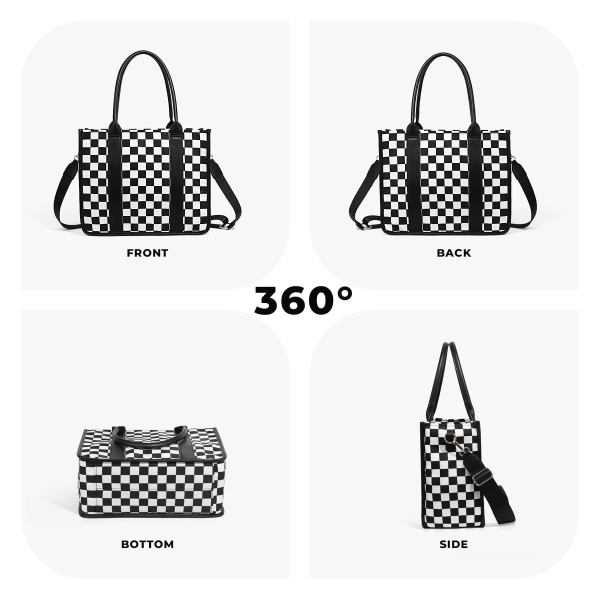 Dallas Checkered Nylon Tote Bag