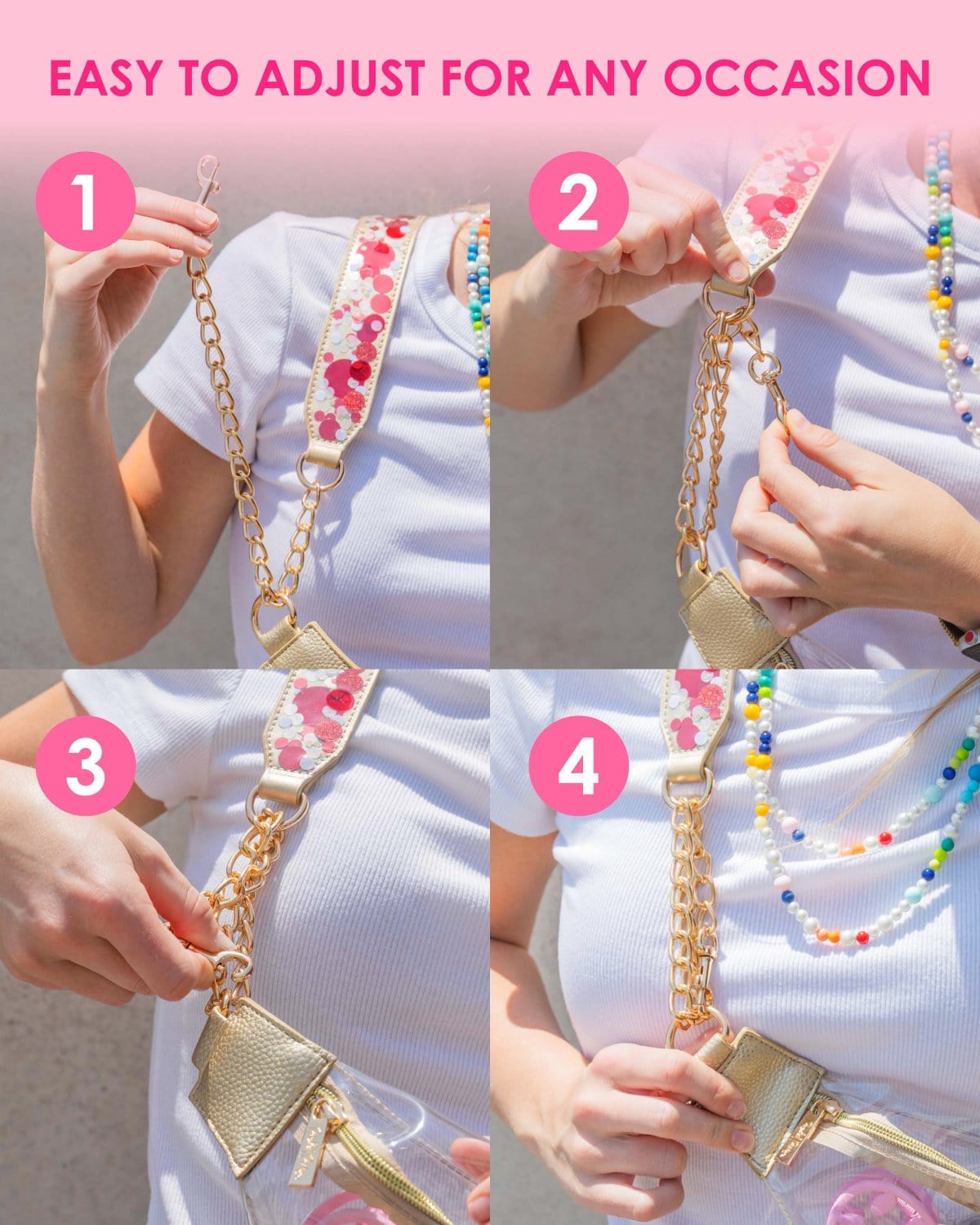 Clear Stadium Belt Bag & Confetti Strap Bundle