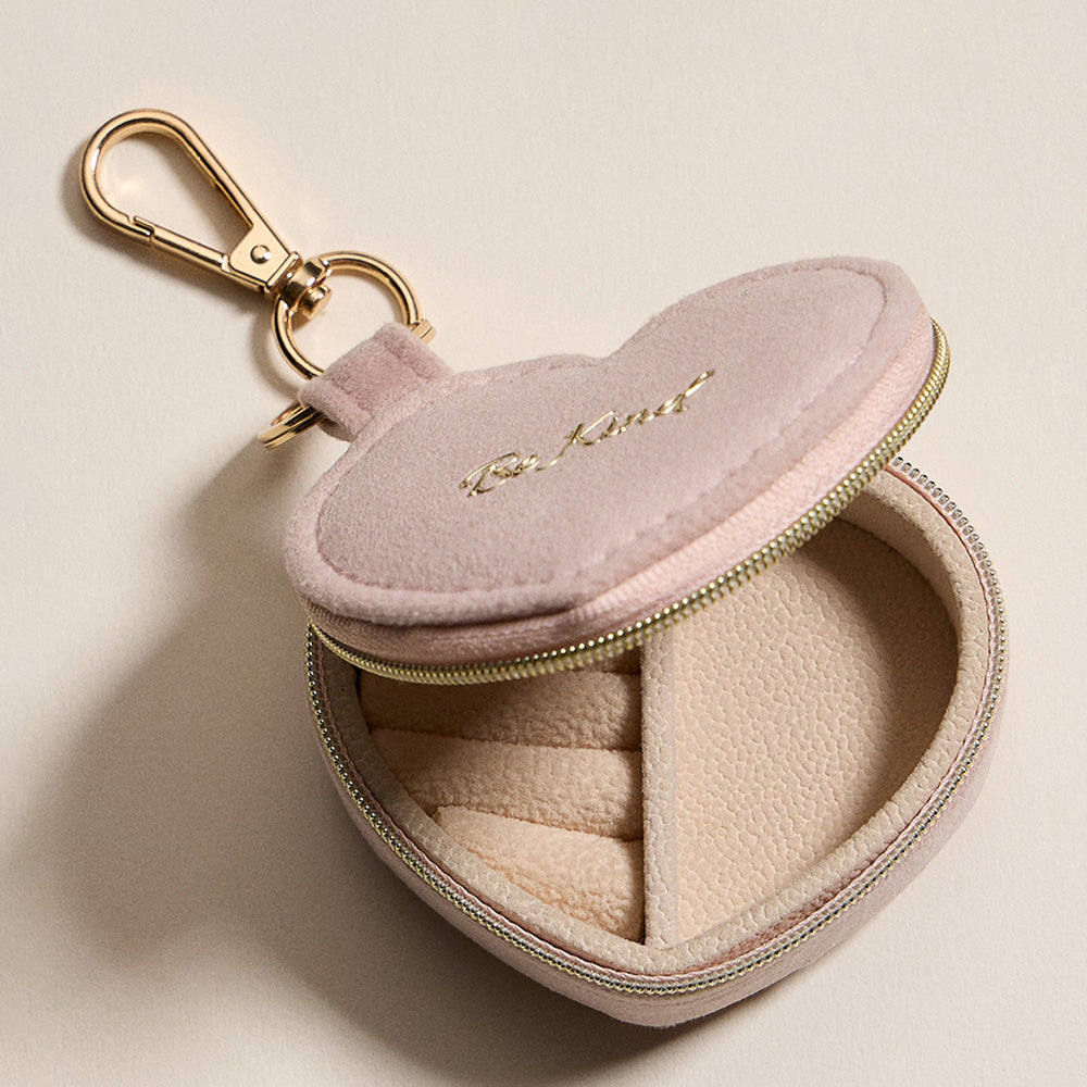 BE KIND Heart Travel Jewelry Case in Pink