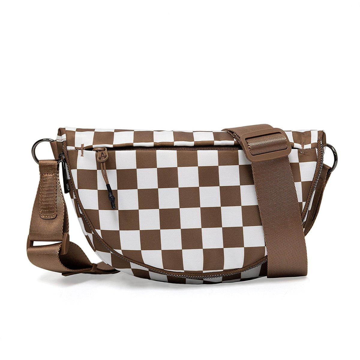 Olivia Checkered Nylon Foldover Crossbody Bag