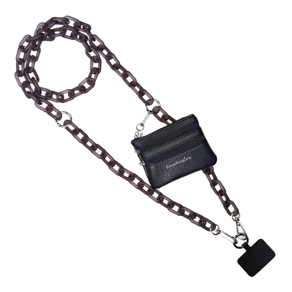 Ice Chain Crossbody Phone Strap with Zippered Pouch