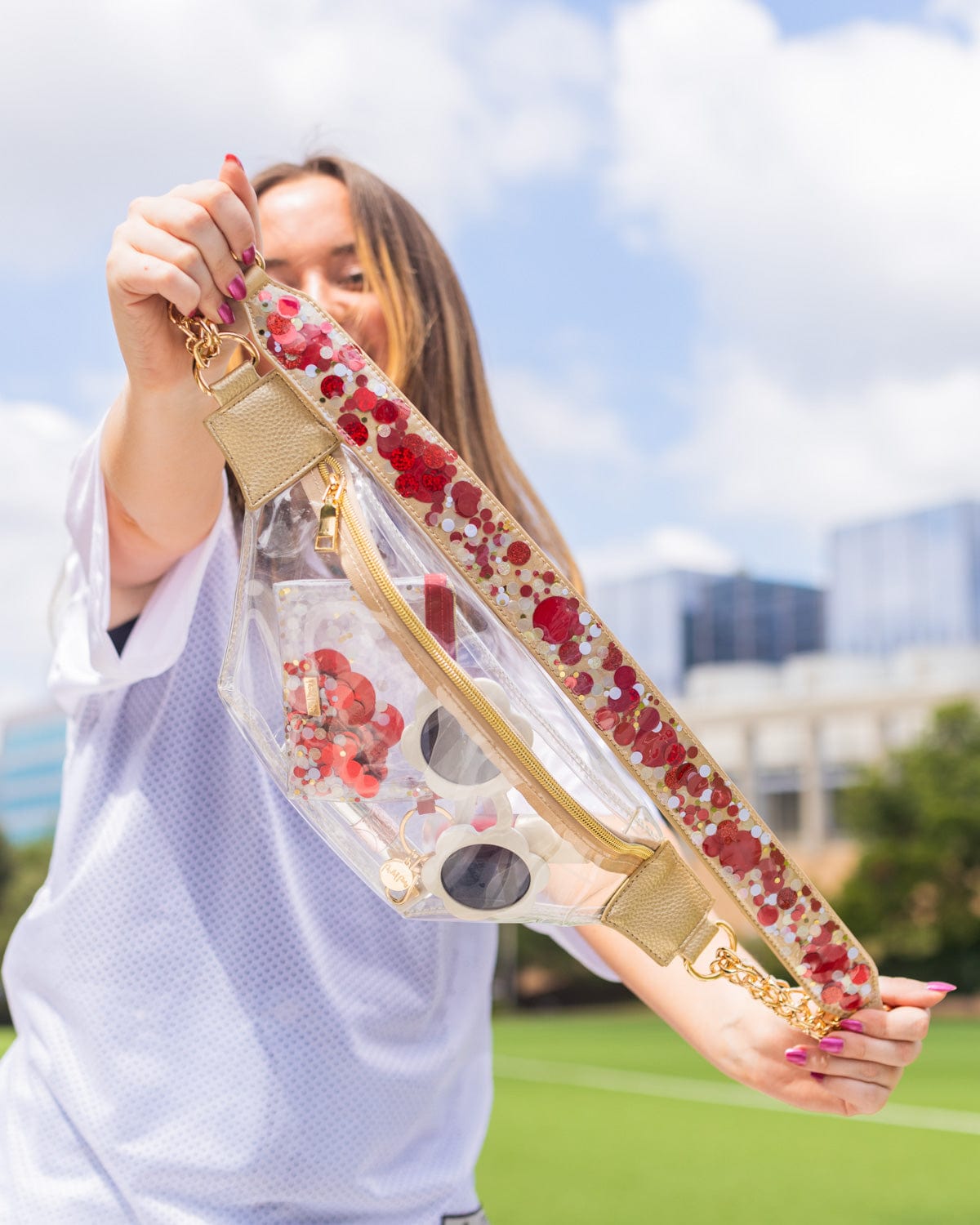 Clear Stadium Belt Bag & Confetti Strap Bundle
