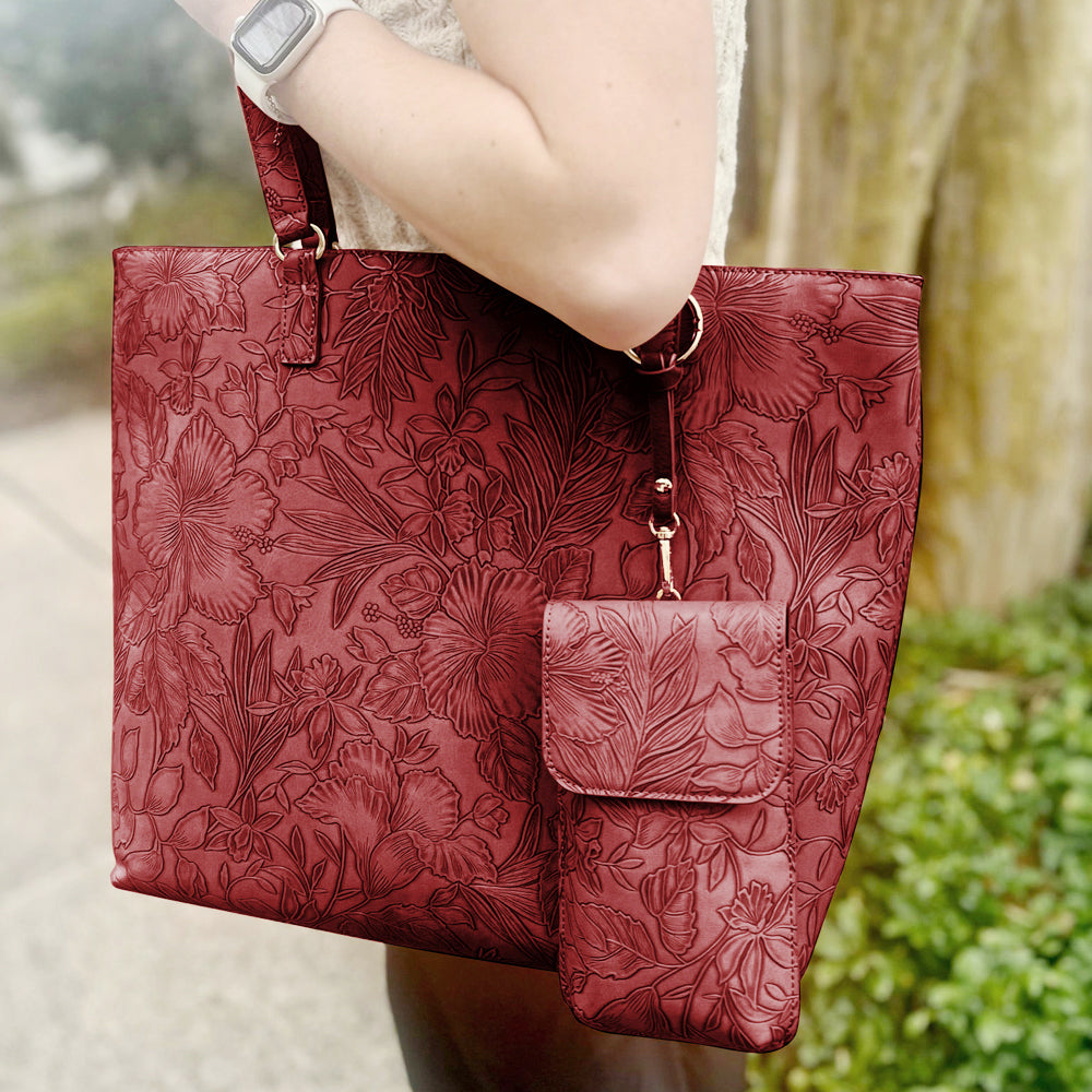 Rose floral tote bag with crossbody strap - product view 2