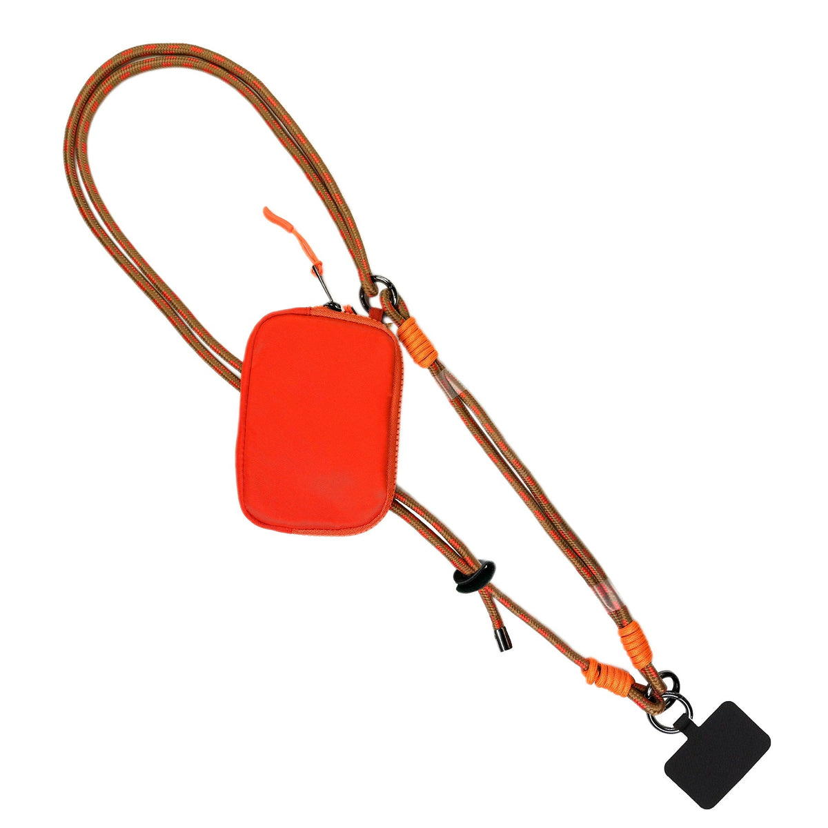 Brown Twin Rope crossbody strap with matching RFID pouch and gunmetal-tone hardware
