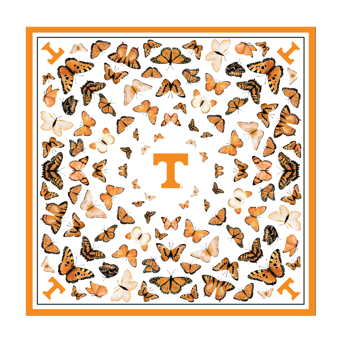 Victory Lap Tennessee Butterfly Silk Scarf — 36-Inch Square