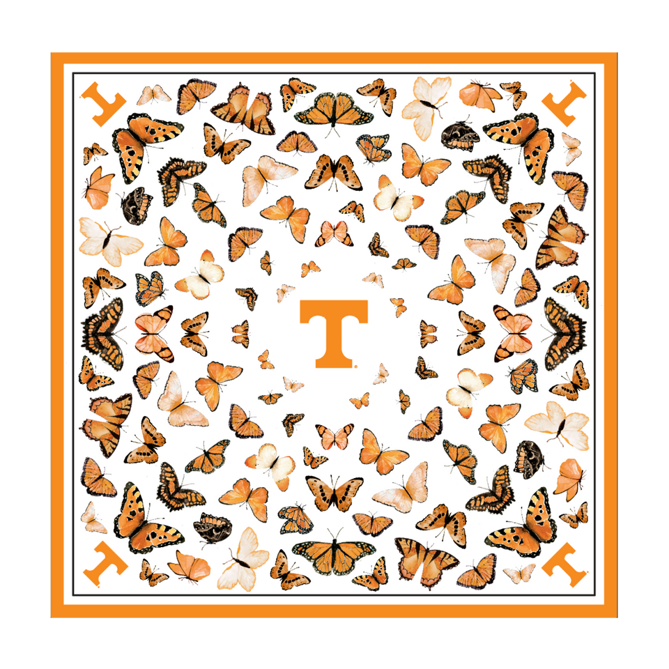 Victory Lap Tennessee Butterfly Silk Scarf — 36-Inch Square