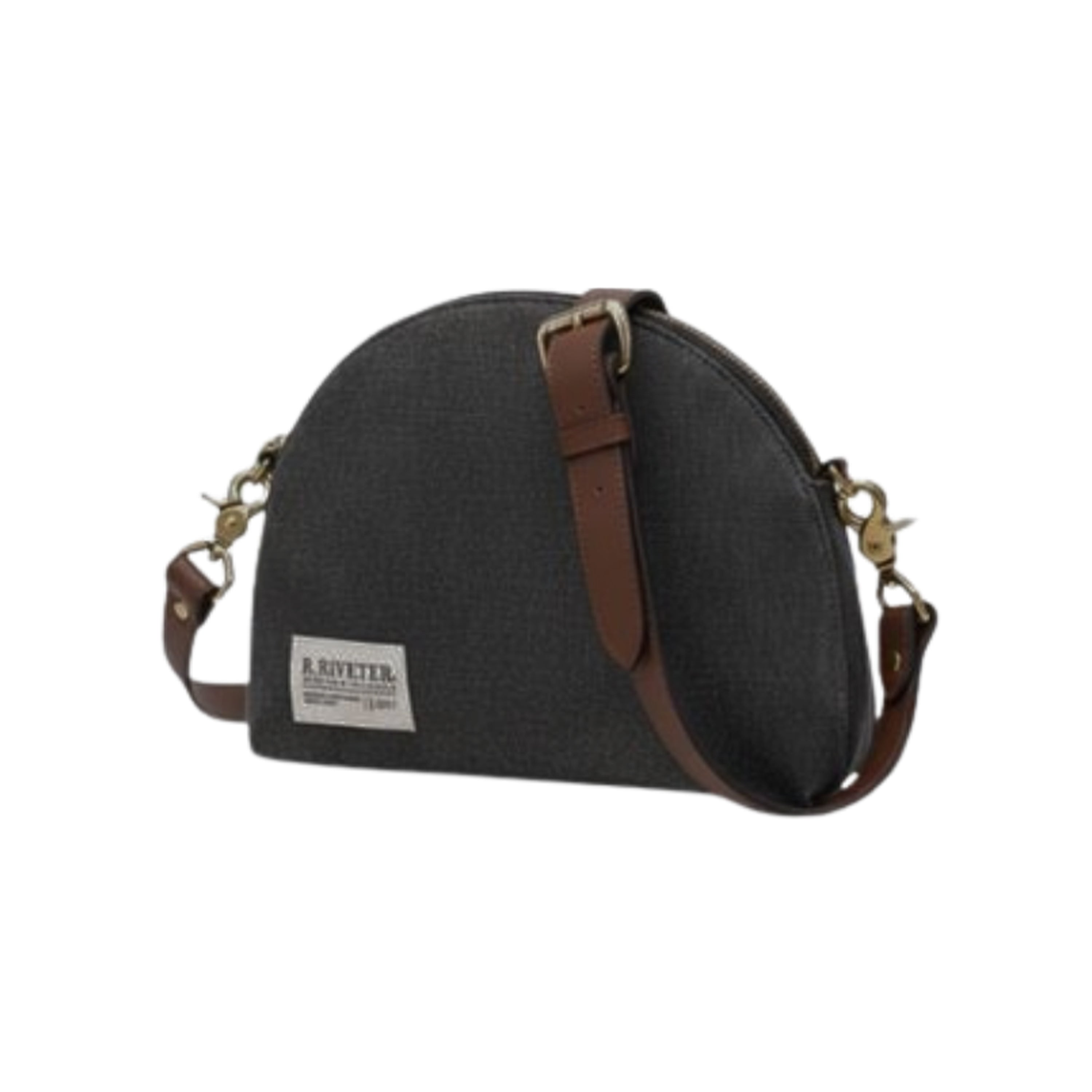 Hopper Black Canvas & Brown Leather Crossbody Bag