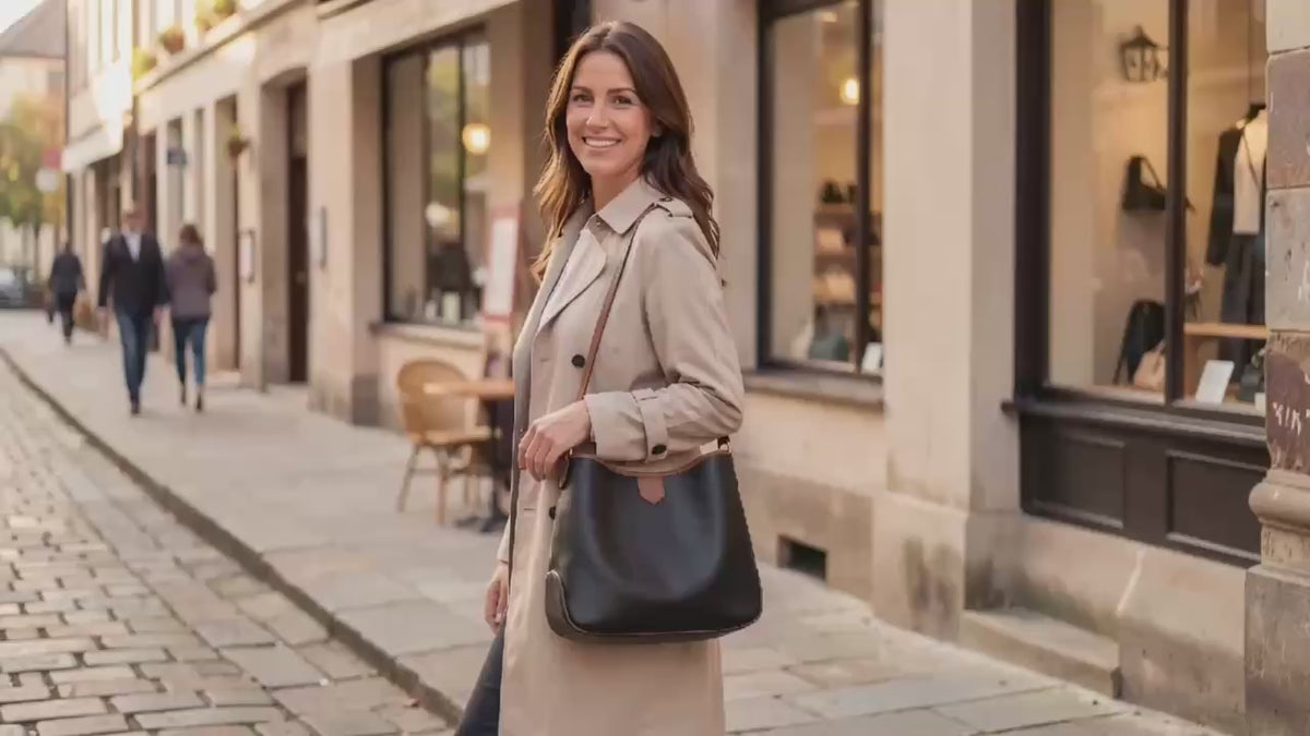 Large Leather Hobo Commuter Shoulder Bag