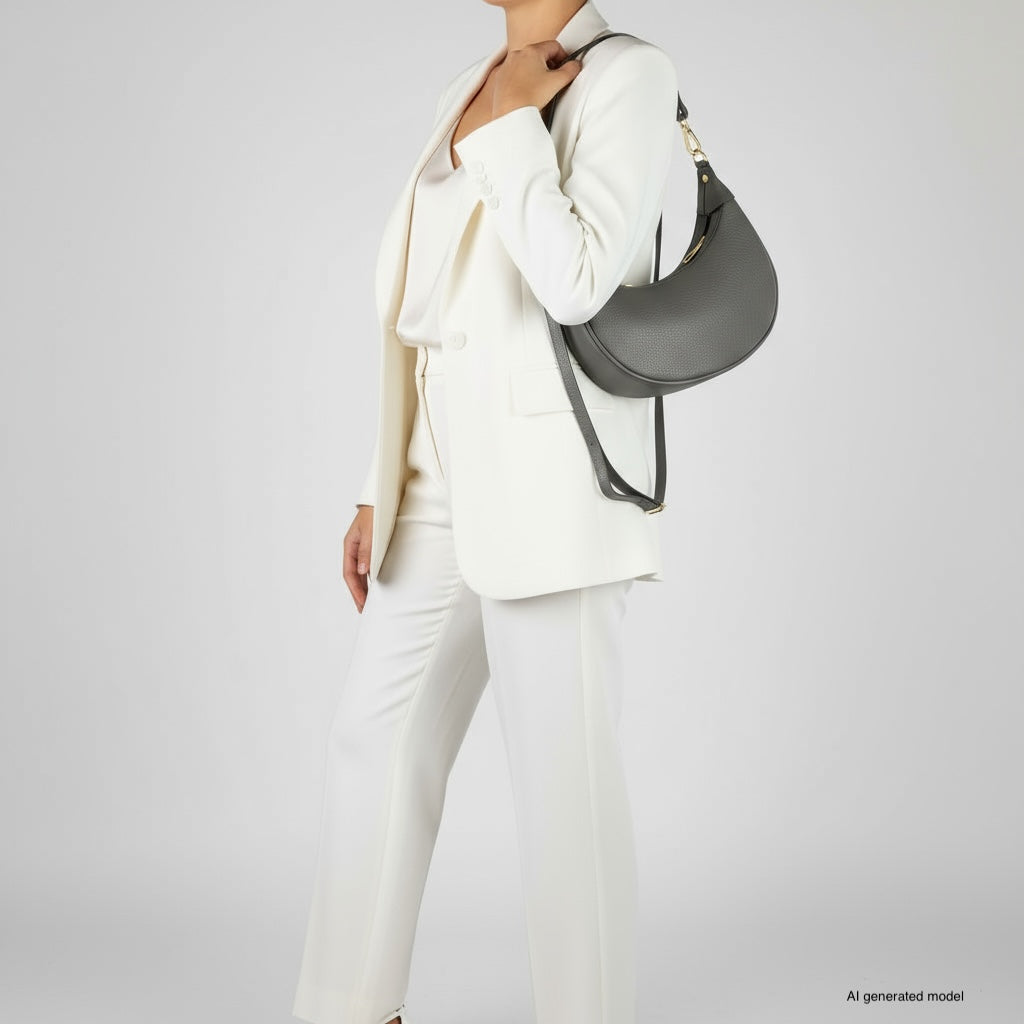 Verona Italian Leather Crescent Shoulder Bag