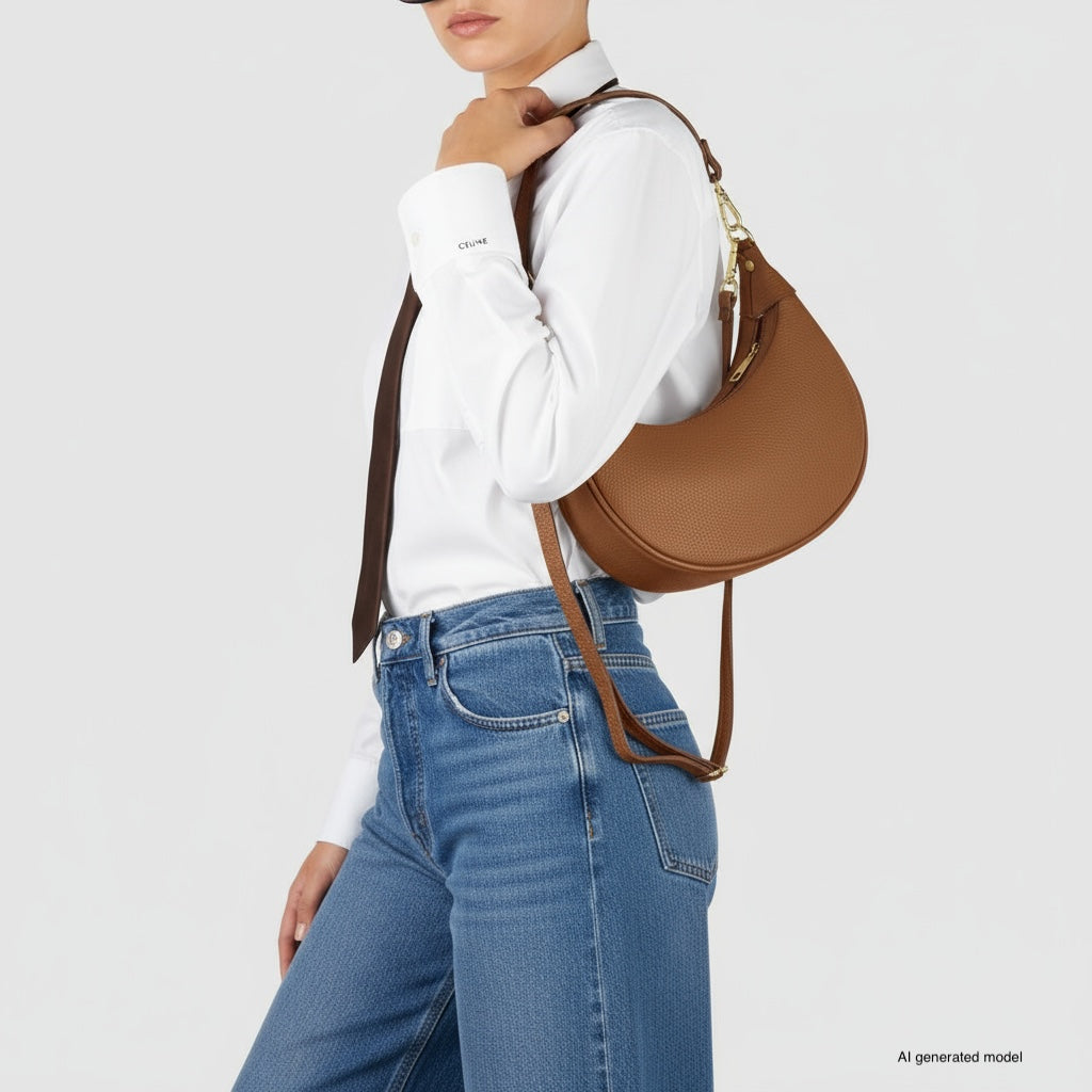 Verona Italian Leather Crescent Shoulder Bag