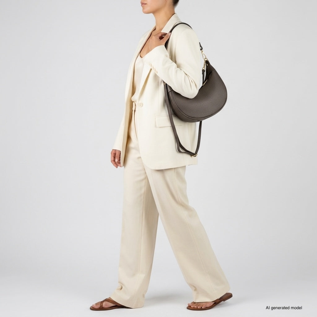 Verona Italian Leather Crescent Shoulder Bag