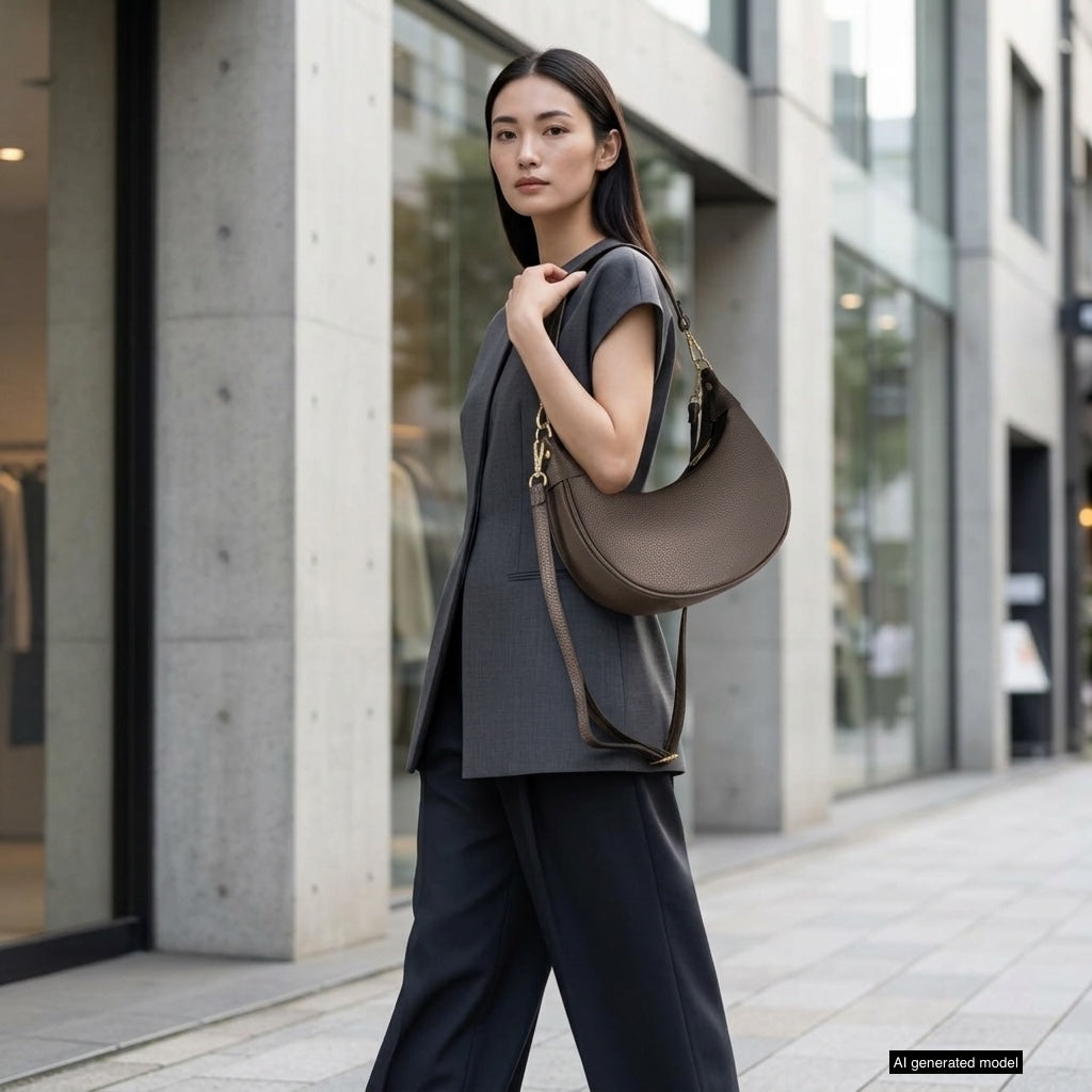 Verona Italian Leather Crescent Shoulder Bag