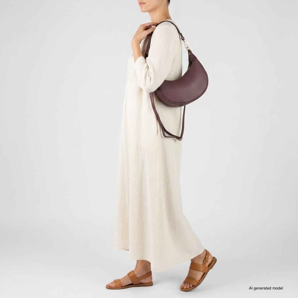 Verona Italian Leather Crescent Shoulder Bag