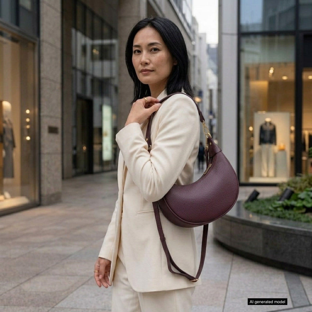 Verona Italian Leather Crescent Shoulder Bag