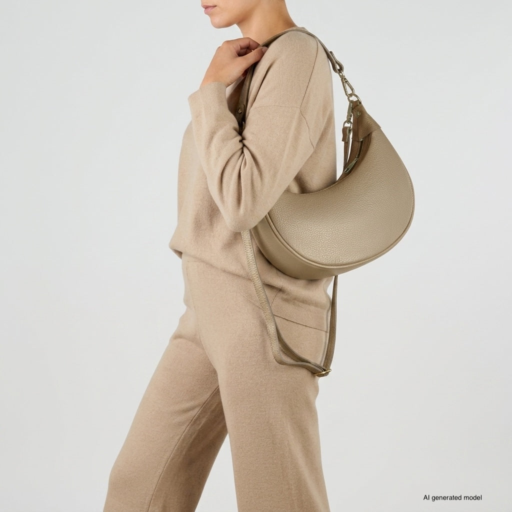 Verona Italian Leather Crescent Shoulder Bag