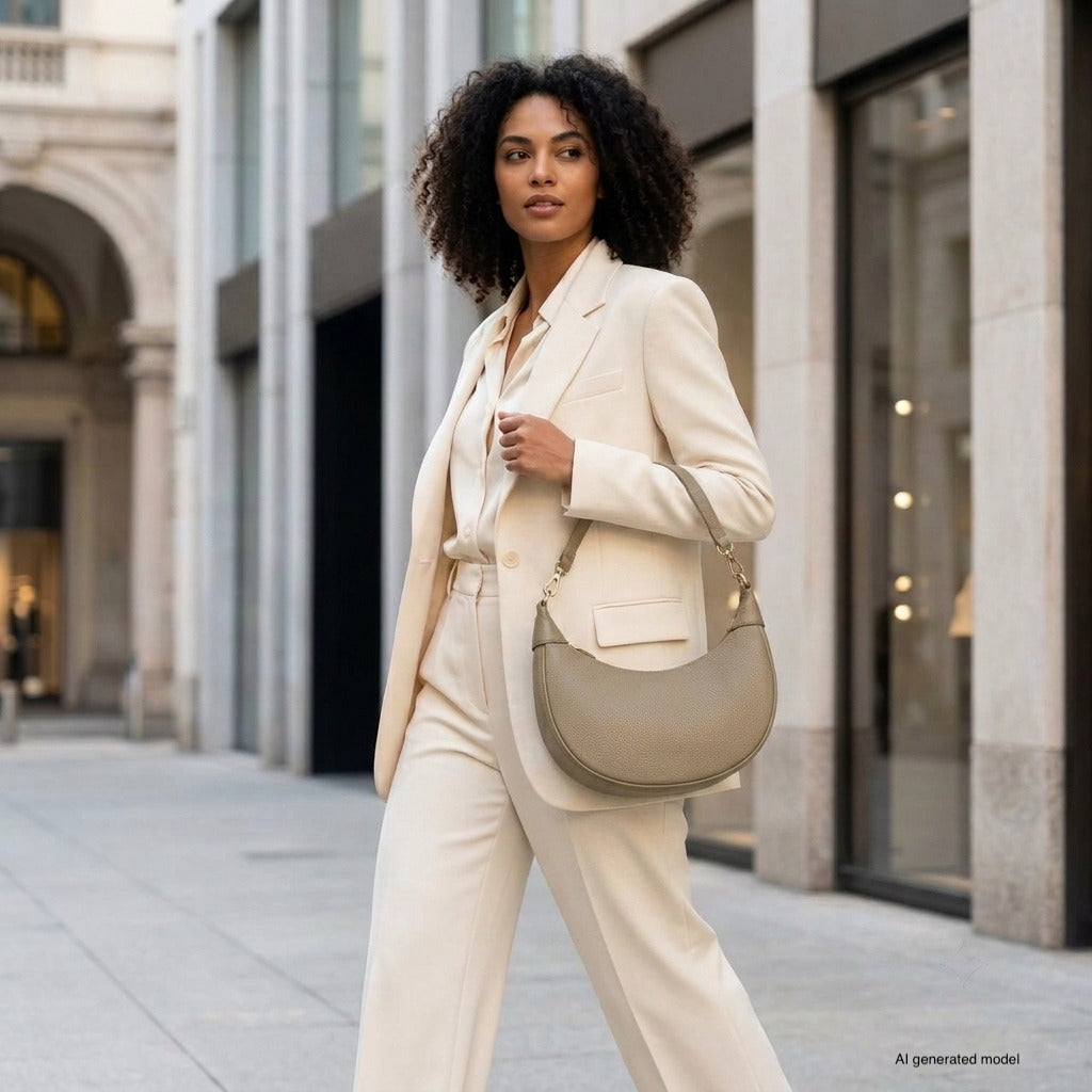 Verona Italian Leather Crescent Shoulder Bag