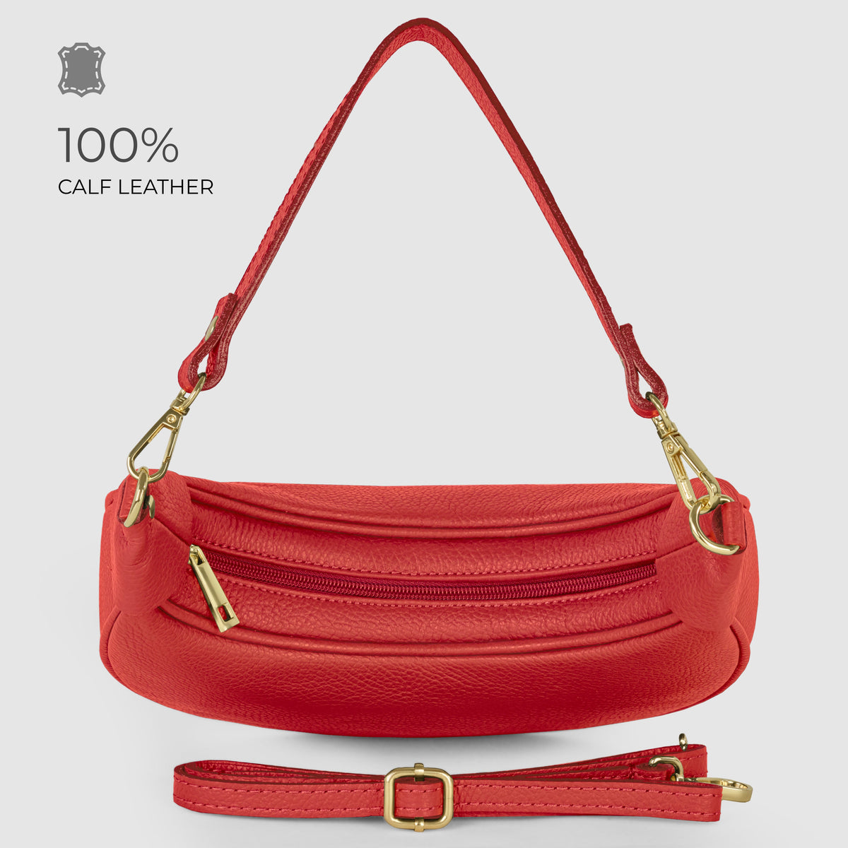 Verona Italian Leather Crescent Shoulder Bag