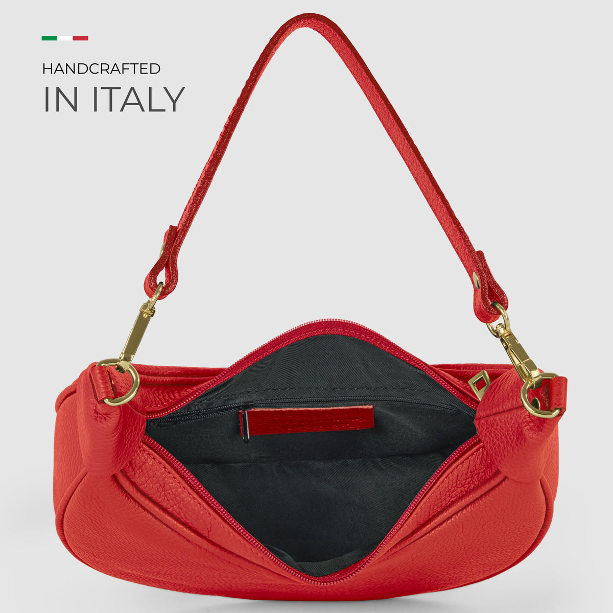 Verona Italian Leather Crescent Shoulder Bag