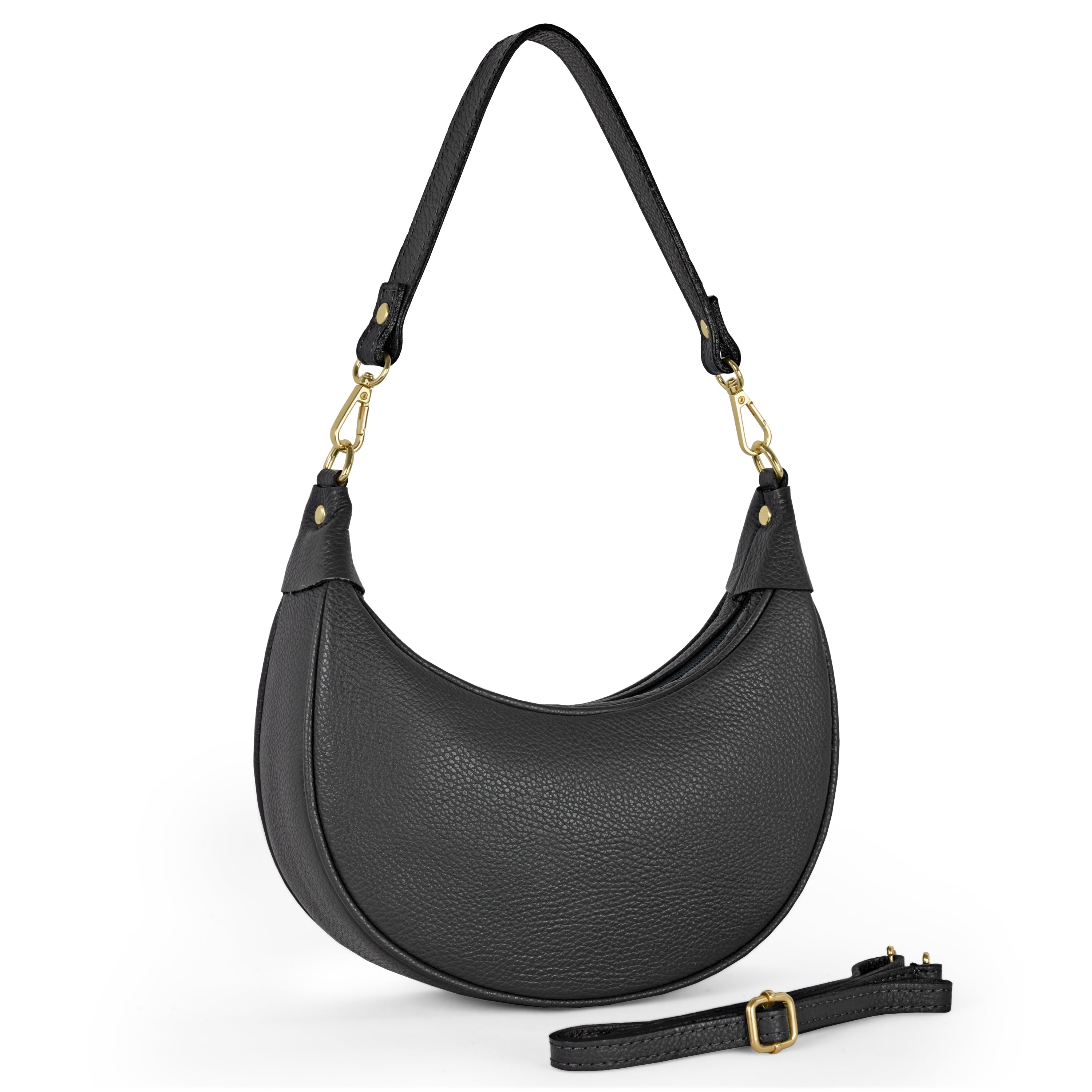 Verona Italian Leather Crescent Shoulder Bag