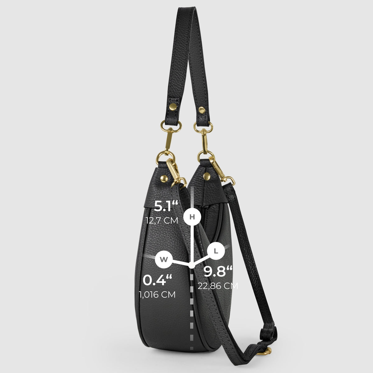 Verona Italian Leather Crescent Shoulder Bag