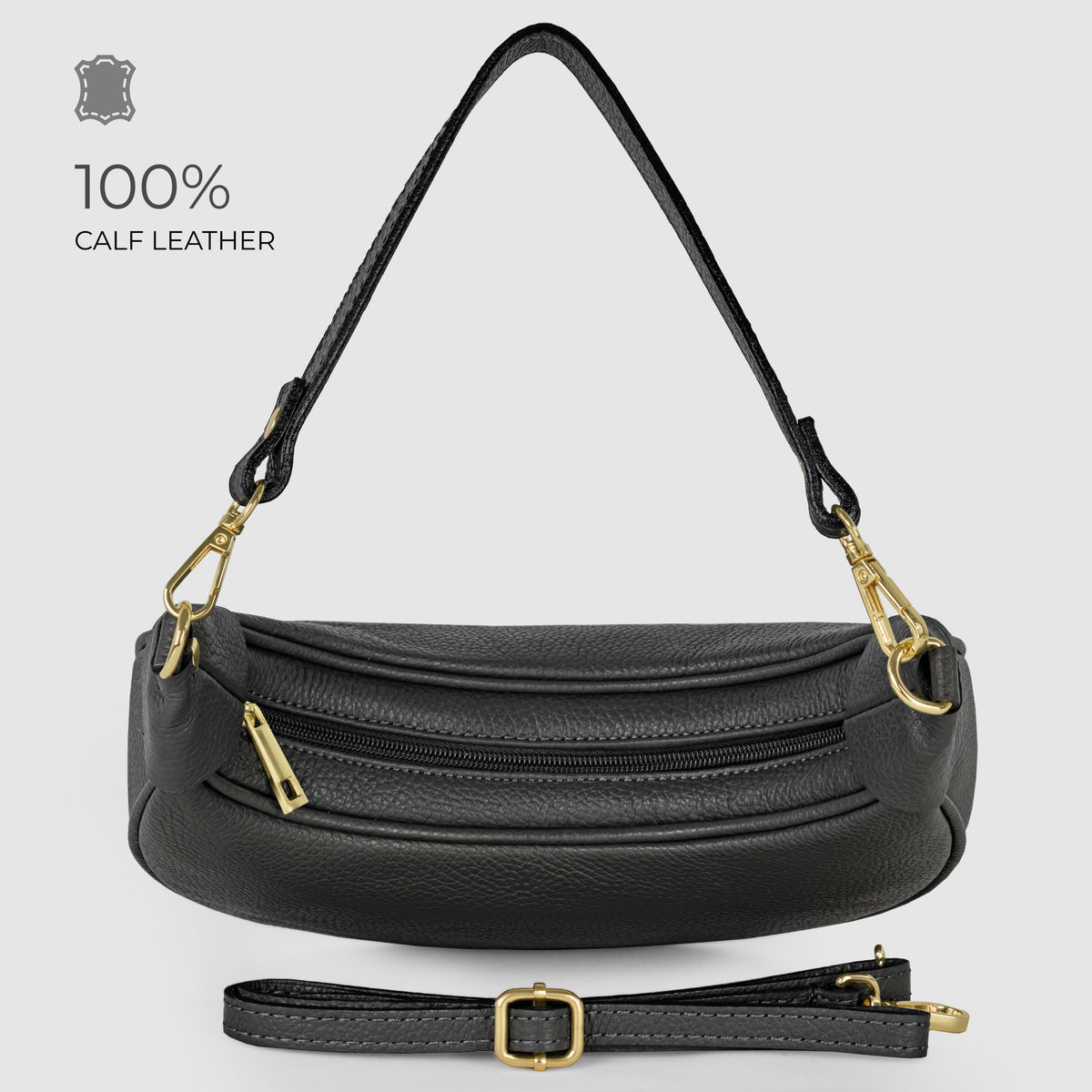 Verona Italian Leather Crescent Shoulder Bag